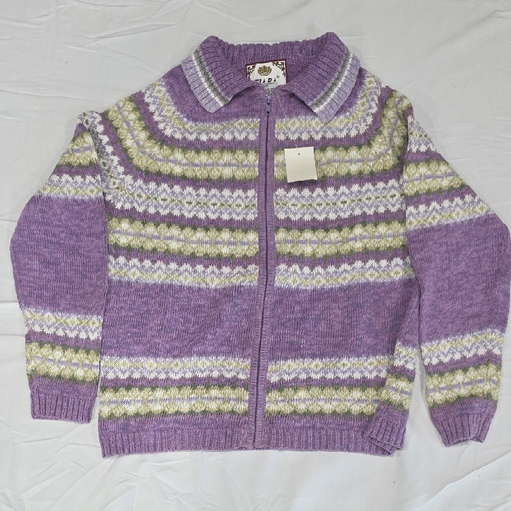 Tiara Lavender and White Knit Cardigan
